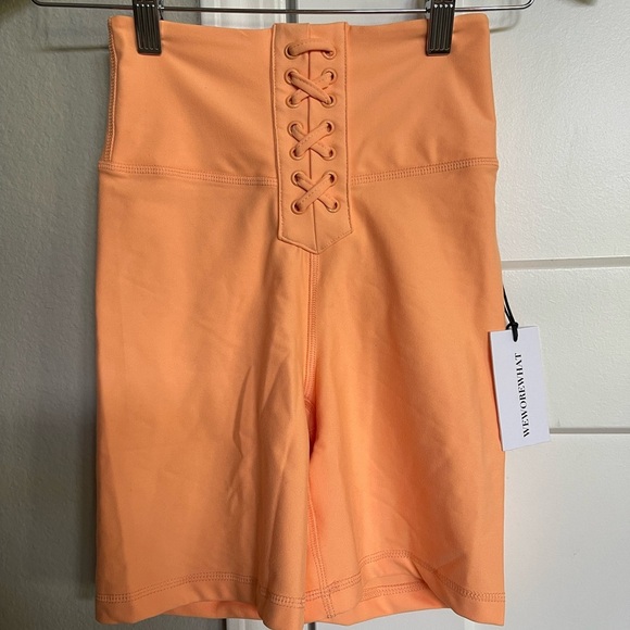 NEW Revolve WeWoreWhat Lace Up Biker Short Orange XS - Picture 2 of 7